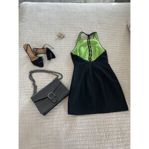Little Black Dress Stunning Crystal Back,Gorgeous Green Lining, Perfect!